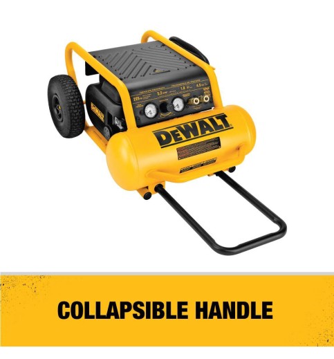 DEWALT HEAVY-DUTY 200PSI 4.5 GALLON ELECTRIC WHEELED COMPRESSOR (D55146) DEWALT HEAVY-DUTY 200PSI 4.5 GALLON ELECTRIC WHEELED COMPRESSOR (D55146)