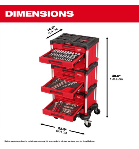 Milwaukee Master Mechanics Hand Tool Set with PACKOUT Drawers and Dolly, 366 Pieces