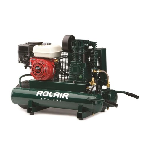 Rolair 6.5 HP Honda 13.8 CFM@90PSI 9 Gall Twin Tank Compressor Rolair 6.5 HP Honda 13.8 CFM@90PSI 9 Gall Twin Tank Compressor